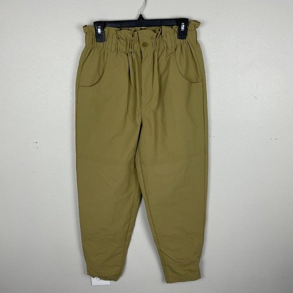 Madewell Ripstop Pull-On Paperbag Pants Beige High Rise Straight Leg Size S - Picture 1 of 8